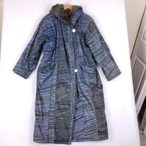 Cyclone VTG‎ 90s Hooded Coat Womens 12 Abstract Geometric Longline Puffer Retro